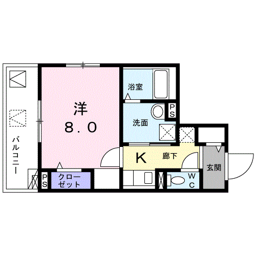 ロワモンターニュ(1K/3階)の間取り写真