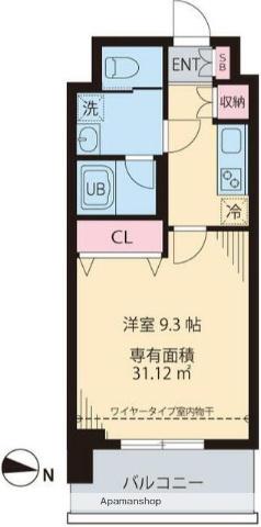 桜森スクエアⅡ(1K/2階)の間取り写真
