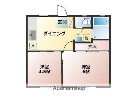 サンハイツ(2DK/1階)の間取り写真