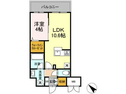 D-ROOM生麦5丁目PJ(1LDK/6階)の間取り写真