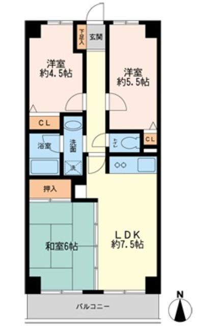 ミアカーサ希望が丘(3DK/3階)の間取り写真