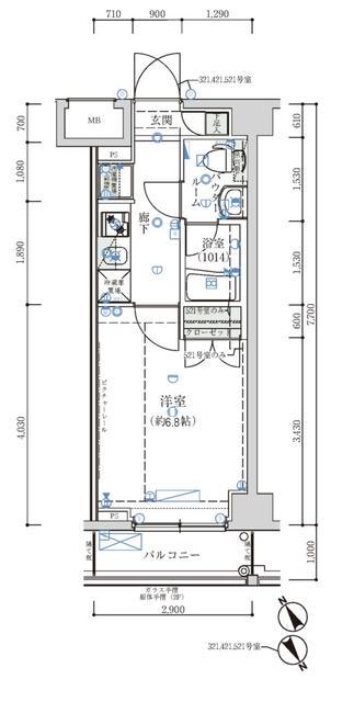 オーキッドレジデンス鶴見(1K/2階)の間取り写真