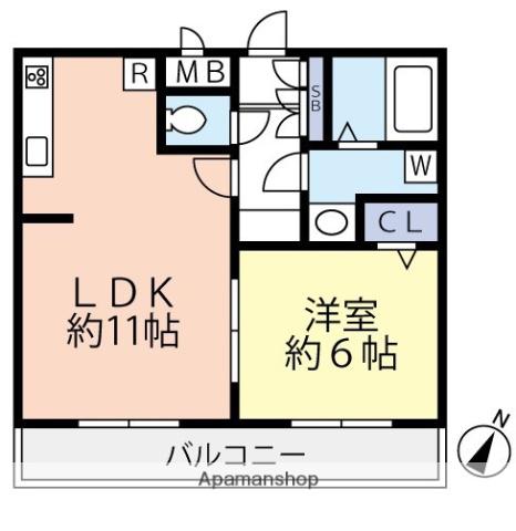 グランヴァン西馬込Ⅳ(1LDK/5階)の間取り写真