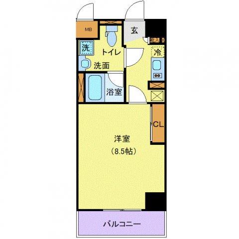 FLAT平塚(1K/14階)の間取り写真