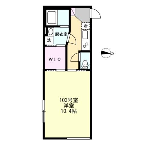 ティファナ茅ヶ崎(1K/1階)の間取り写真