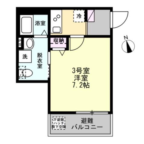 ベイルーム横須賀フローレンス(1K/2階)の間取り写真