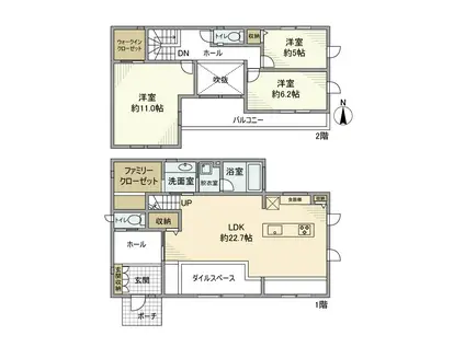 横浜線 橋本駅(神奈川) バス乗車時間：25分 北根小屋バス停で下車 徒歩3分 2階建 築4年(3LDK)の間取り写真