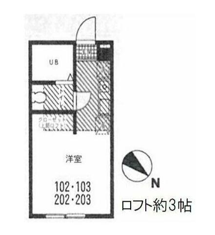 ハーミットクラブハウス追浜B棟(ワンルーム/2階)の間取り写真