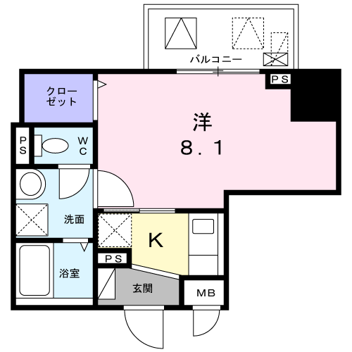 スアヴィス横須賀中央(1K/4階)の間取り写真