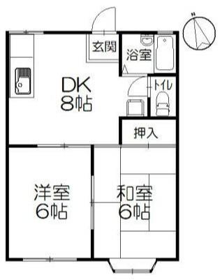 湘南コーポB棟(2DK/1階)の間取り写真