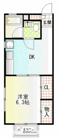 コーポ西湘Ⅱ(1DK/2階)の間取り写真