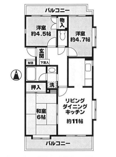 辻堂ガーデンタウン(3LDK/1階)の間取り写真