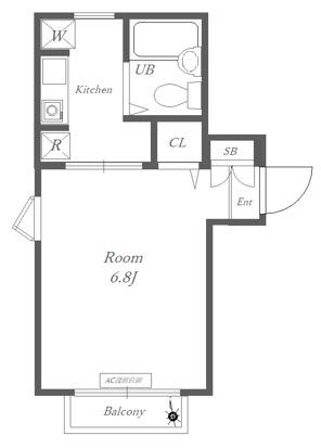 ル・スチュディオヨシ(1K/2階)の間取り写真