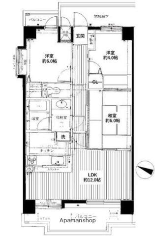 ダイアパレス湘南台(3LDK/2階)の間取り写真