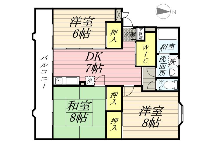 エスポワールいずみ(3DK/3階)の間取り写真