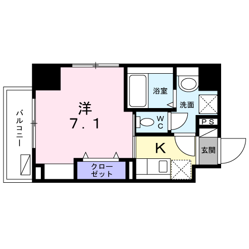 スアヴィス平塚宝町(1K/1階)の間取り写真