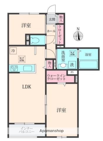 BELLE LEAD 大倉山(2LDK/1階)の間取り写真