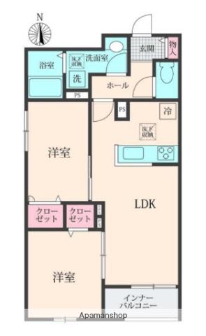 BELLE LEAD 大倉山(2LDK/1階)の間取り写真