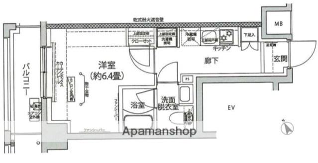 アイルプレミアム横浜サウス(1K/4階)の間取り写真