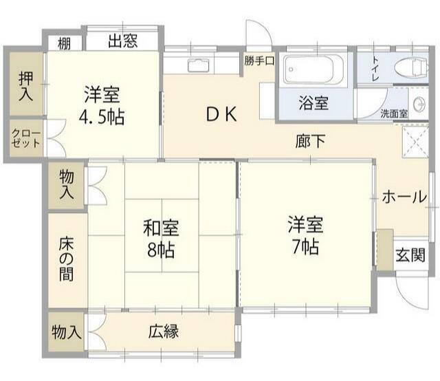 東海道本線 平塚駅 徒歩20分 1階建 築67年(3DK)の間取り写真