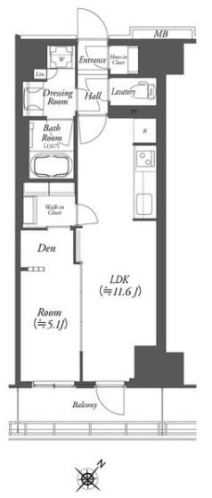 WORVE横浜伊勢佐木町(1LDK/4階)の間取り写真