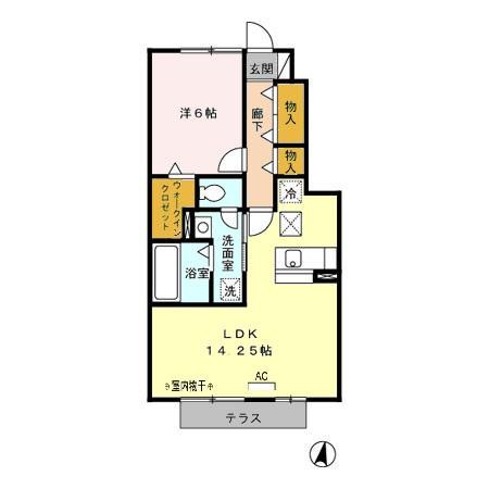 ソレーユ(1LDK/1階)の間取り写真