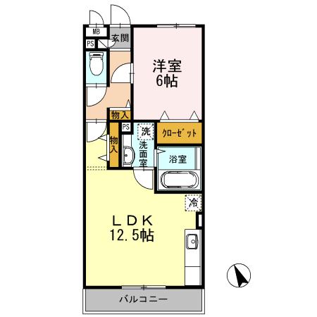 グランドソレイユ(1LDK/3階)の間取り写真