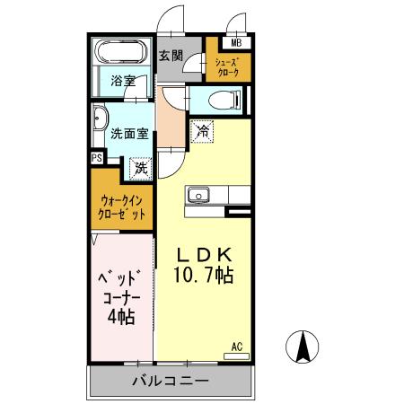 マリアエレナ(1LDK/2階)の間取り写真