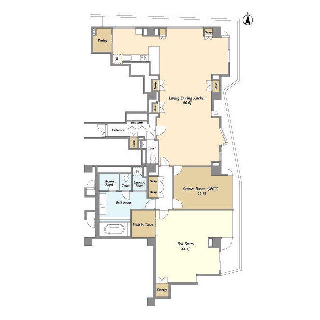 プレステージレジデンス白金長者丸(1SLDK/1階)の間取り写真