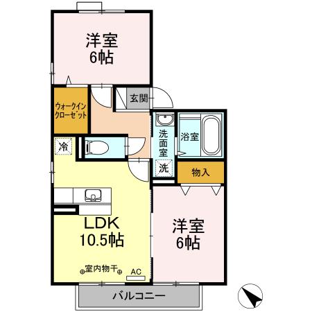 FLORAⅡ(2LDK/2階)の間取り写真