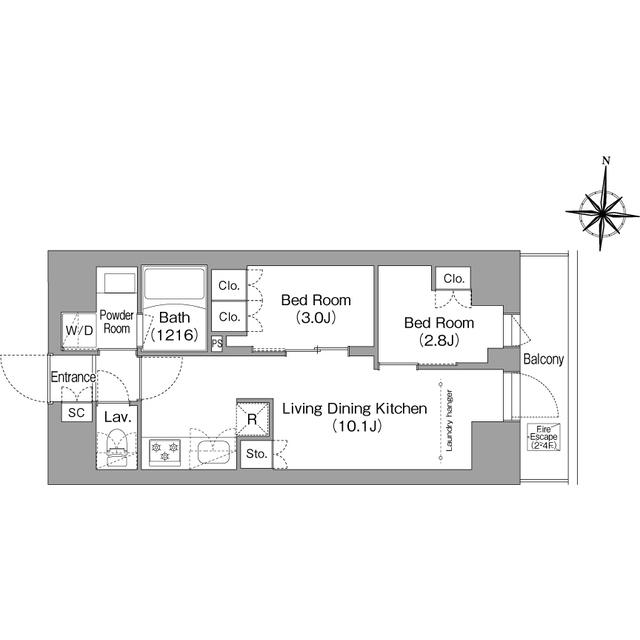 コンフォリア・リヴ南品川(2LDK/3階)の間取り写真