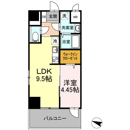 GRANCRAB(1LDK/4階)の間取り写真