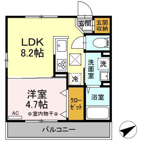 グラディーヴォレ(1LDK/1階)の間取り写真