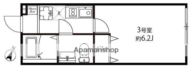 NIKEモダン海老名(1K/1階)の間取り写真