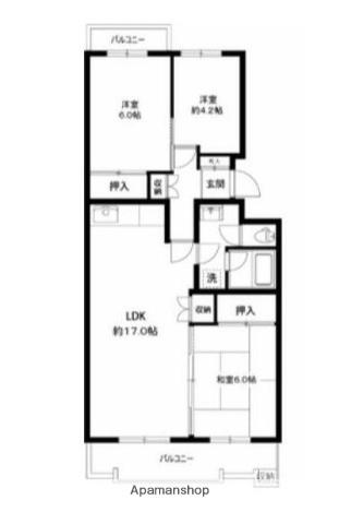 榎ヶ丘社宅(3LDK/1階)の間取り写真
