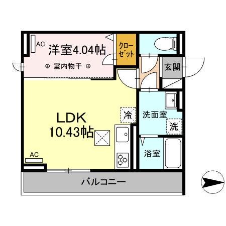 花-HANA-さがみ野(1LDK/1階)の間取り写真