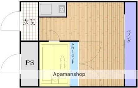 コンドミニアム小田急相模原(ワンルーム/3階)の間取り写真