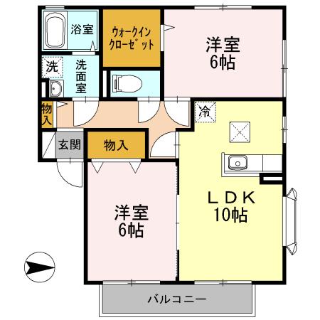 FAMILYCOURT(2LDK/1階)の間取り写真