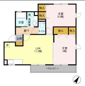ラピュタK(2LDK/2階)の間取り写真
