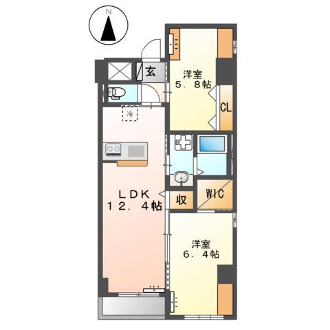 高座渋谷駅前マンション(2LDK/4階)の間取り写真