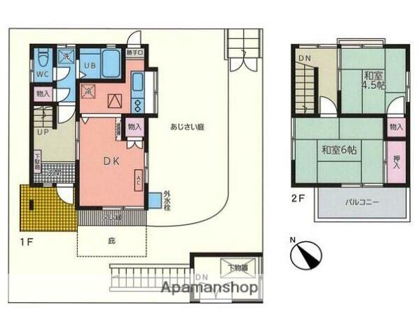 神奈川県横浜市旭区 2階建 築60年(2DK)の間取り写真