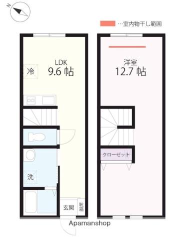 ハーミットクラブハウスCHEVAL(1LDK/1階)の間取り写真