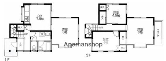 小田急電鉄小田原線 秦野駅 バス乗車時間：7分 くず葉台バス停で下車 徒歩3分 2階建 築46年(4DK)の間取り写真