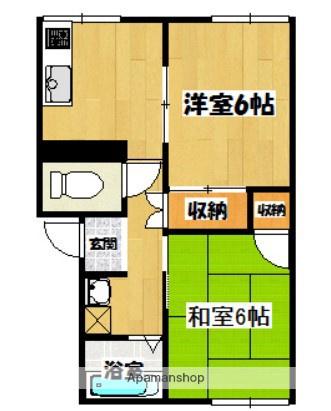 プレジール北久里浜(2DK/1階)の間取り写真