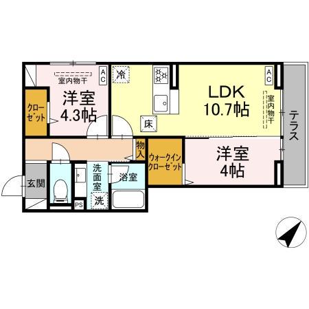 コルトレイク(2LDK/1階)の間取り写真