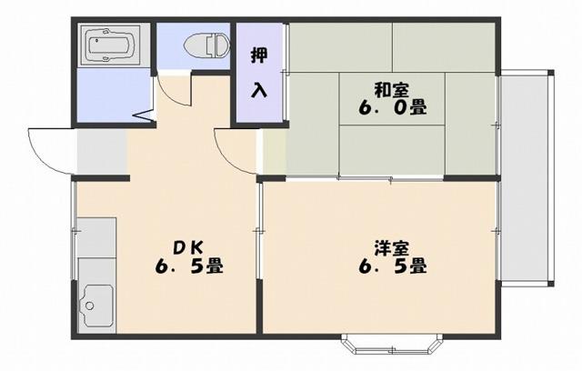 ふくよしコーポ(2DK/1階)の間取り写真