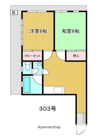 コーポ泉(2DK/3階)の間取り写真