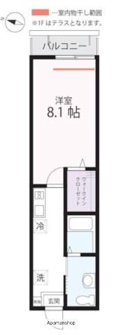 ハーミットクラブハウス リアンD棟(1K/1階)の間取り写真