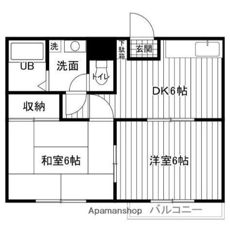 ダイヤハイツ西門(2DK/1階)の間取り写真