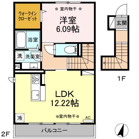 ルミナーレI(1LDK/2階)の間取り写真